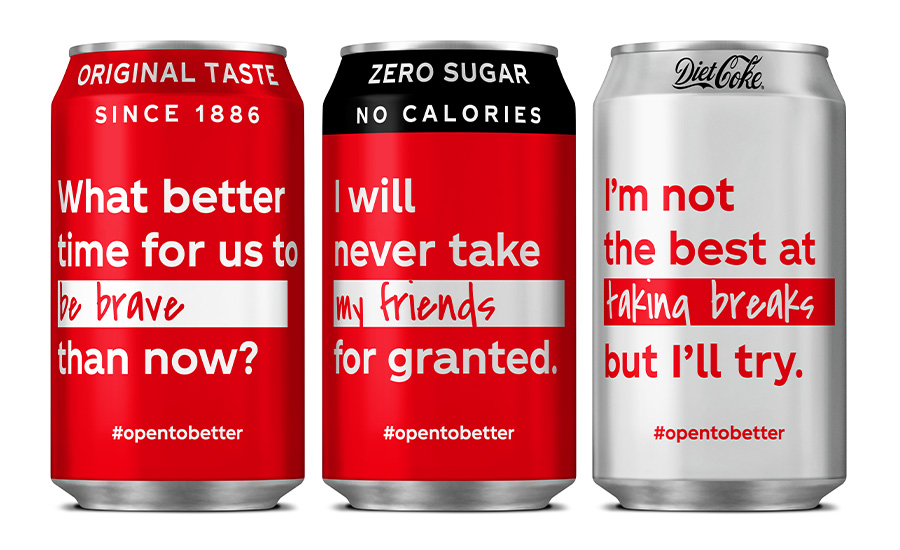 Coca Cola Tm Replaces Its Iconic Front Of Pack Logo With Inspiring Resolutions Of Hope And Optimism For 2021 As Part Of Its New Open To Better Campaign Coca Cola European Partners